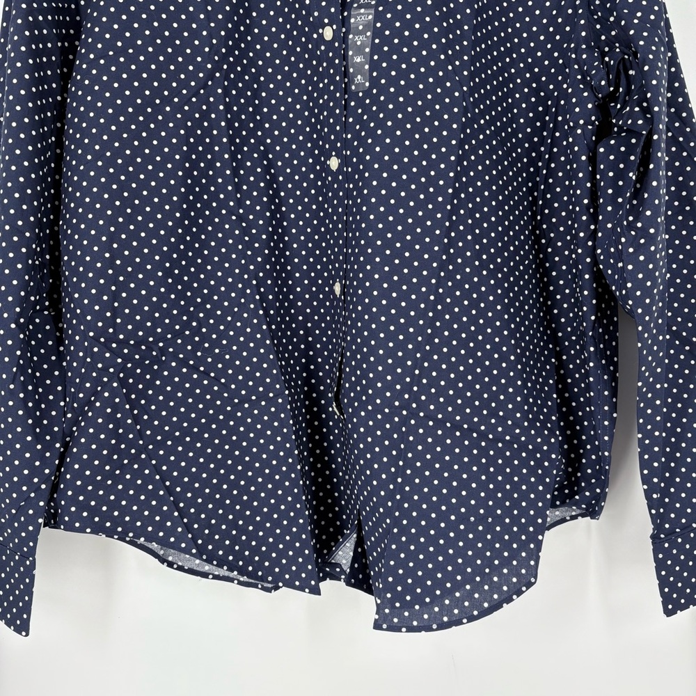 Lauren Ralph Lauren Navy Blue White Polka Dots Women’s Button Down Shirt - Picture 3 of 9